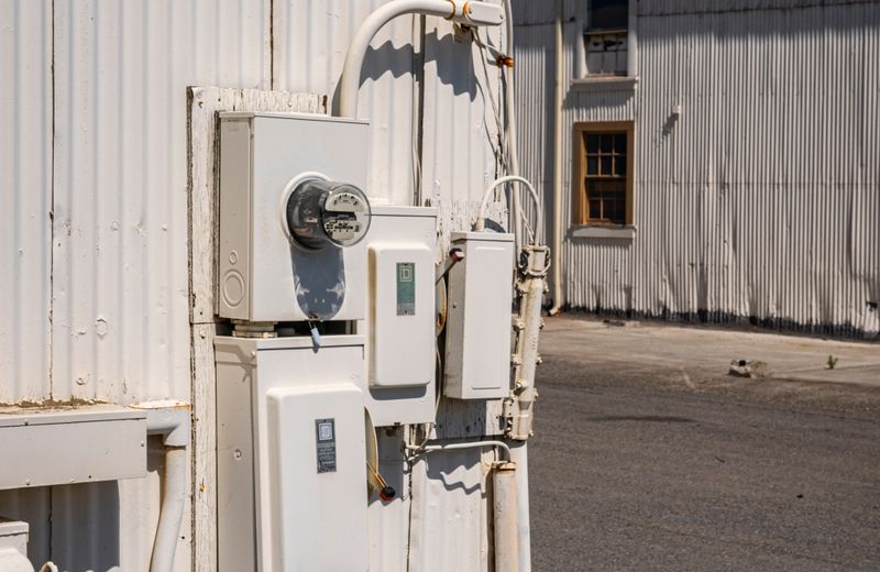 Outdoor electrical service equipment and meters in a coastal Florida setting