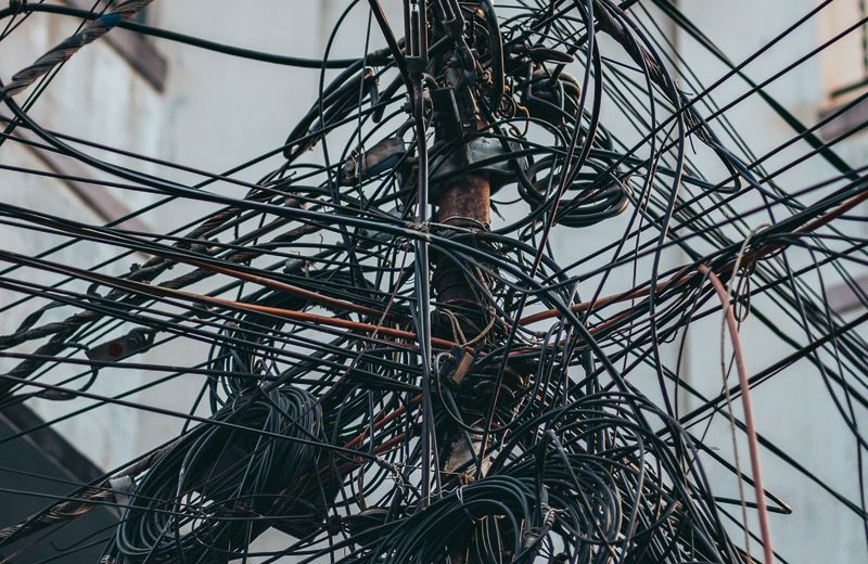 Electrical wiring being run during a whole-home rewire